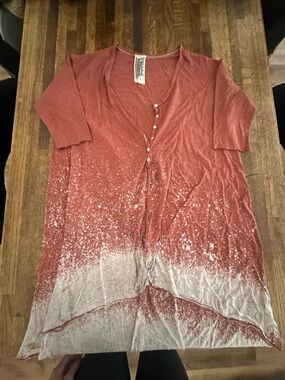 Free People Dip-Dye Button-Up Tunic Dress Shirt XS